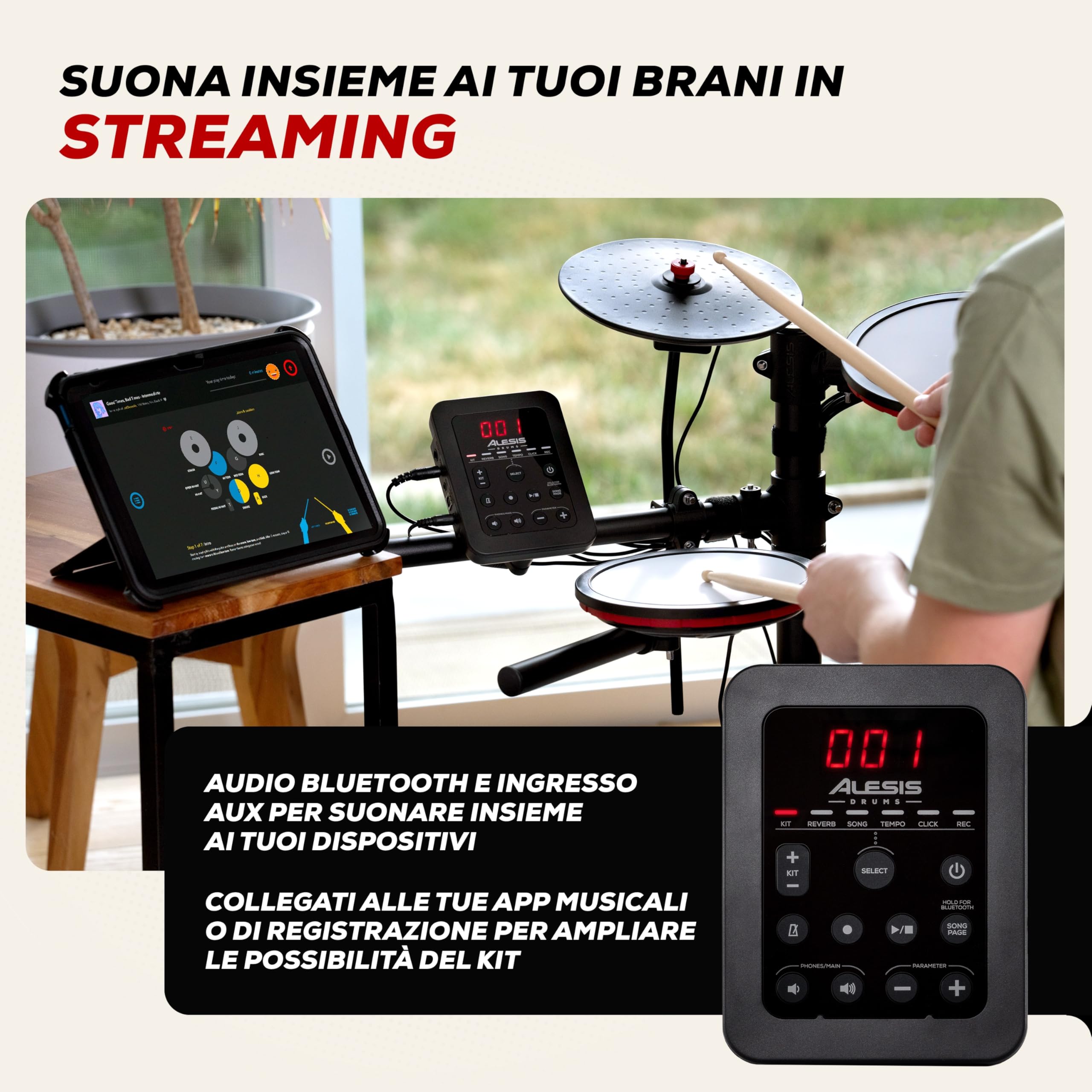 Alesis Turbo Max Batteria Elettronica Pieghevole 8 Pollici Pad Mesh Silenziosi Bluetooth