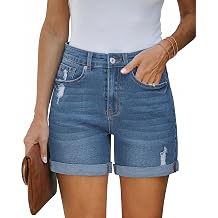 Vetinee Denim Shorts for Women High Waisted Ripped Casual Jean Shorts
