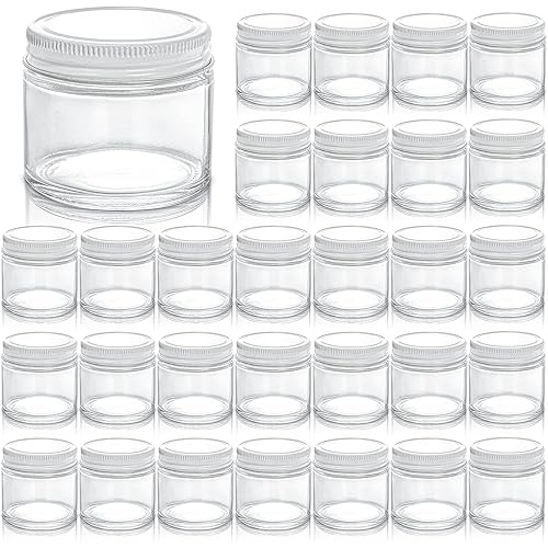 TOPZEA 30 Pack Small Glass Jars with Lids, 2 Oz Round Clear Straight Sided Canning Jars Spice Jars Mason Jars Food Container for Cream, Lotions, Ointments, Herbs, Spices and Wedding Favor
