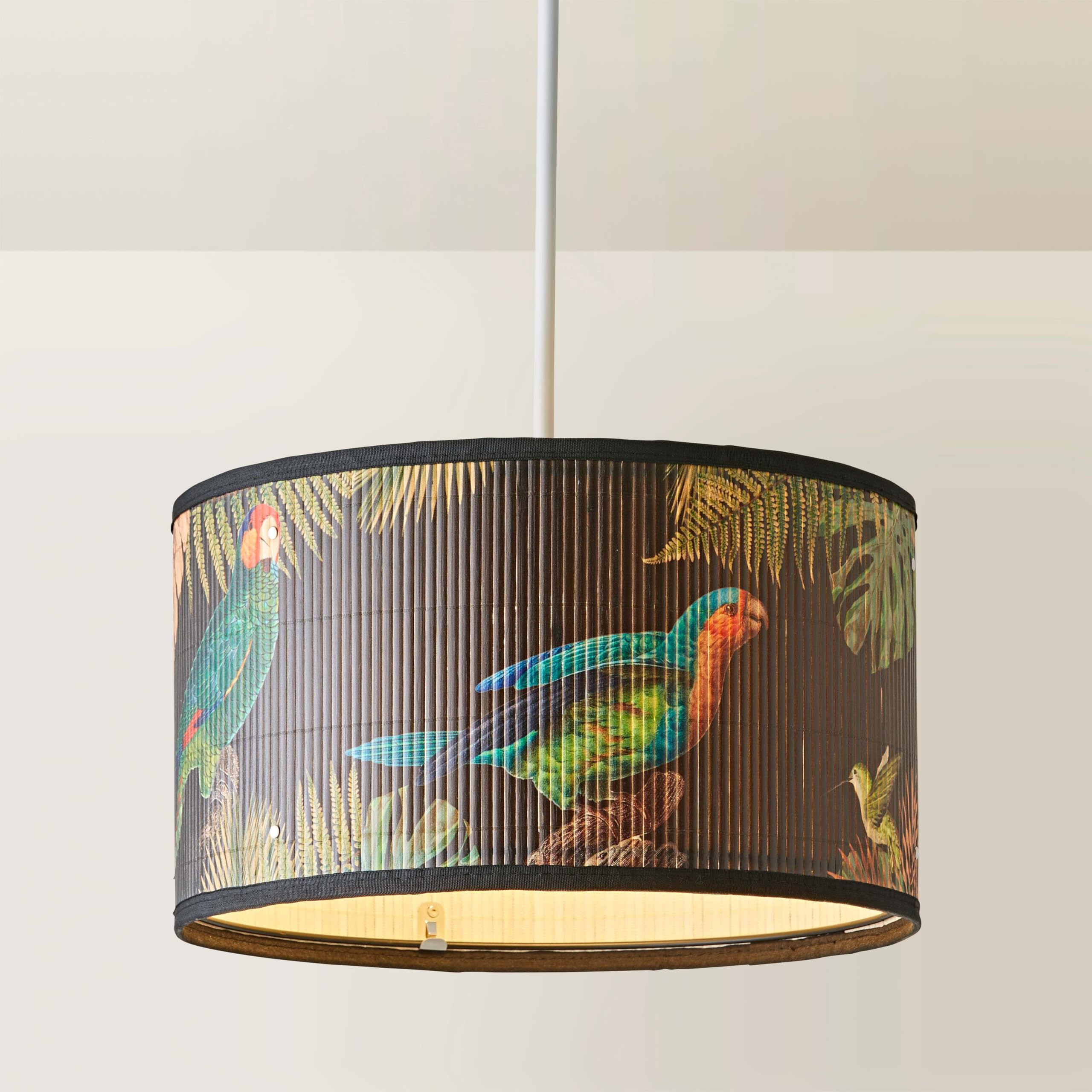 Daintree Bamboo Dark Jungle Drum Easy Fit Ceiling Light Lamp Shade - Medium - Natural