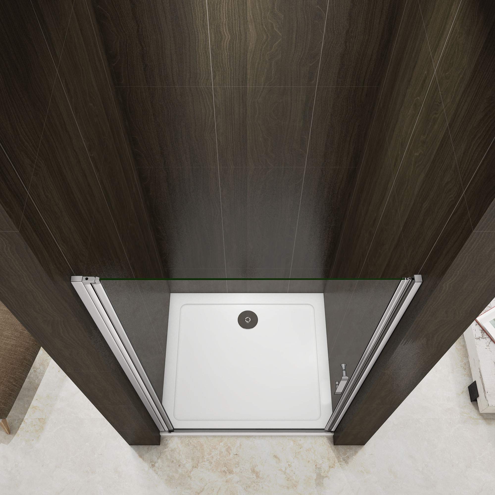 Mampara de Ducha Abatible Gris Mate 5mm 70x185cm