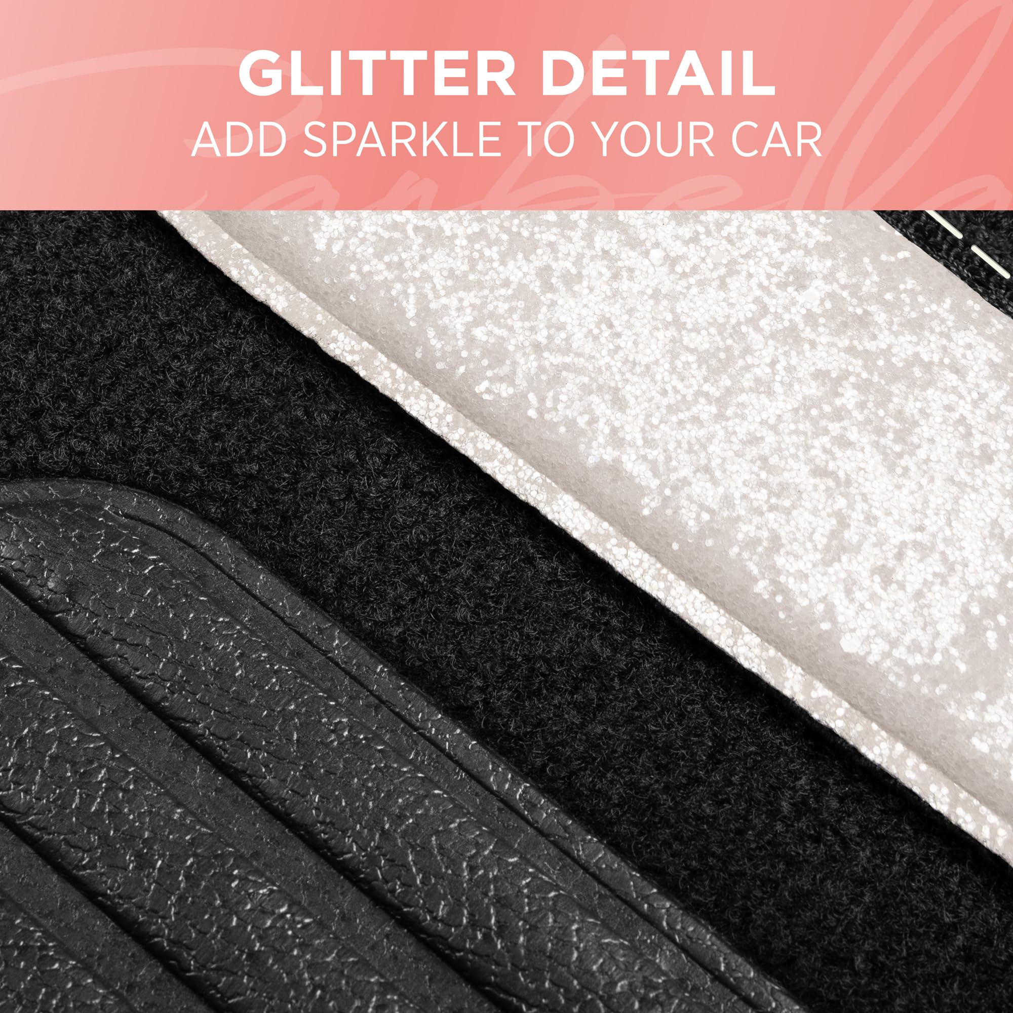 Carbella Glitter Bling Car Mats 4-Piece Set Two-Tone Shiny Carpet Car Floor Mats Stain-Resistant Floor Mats for Cars — view 2