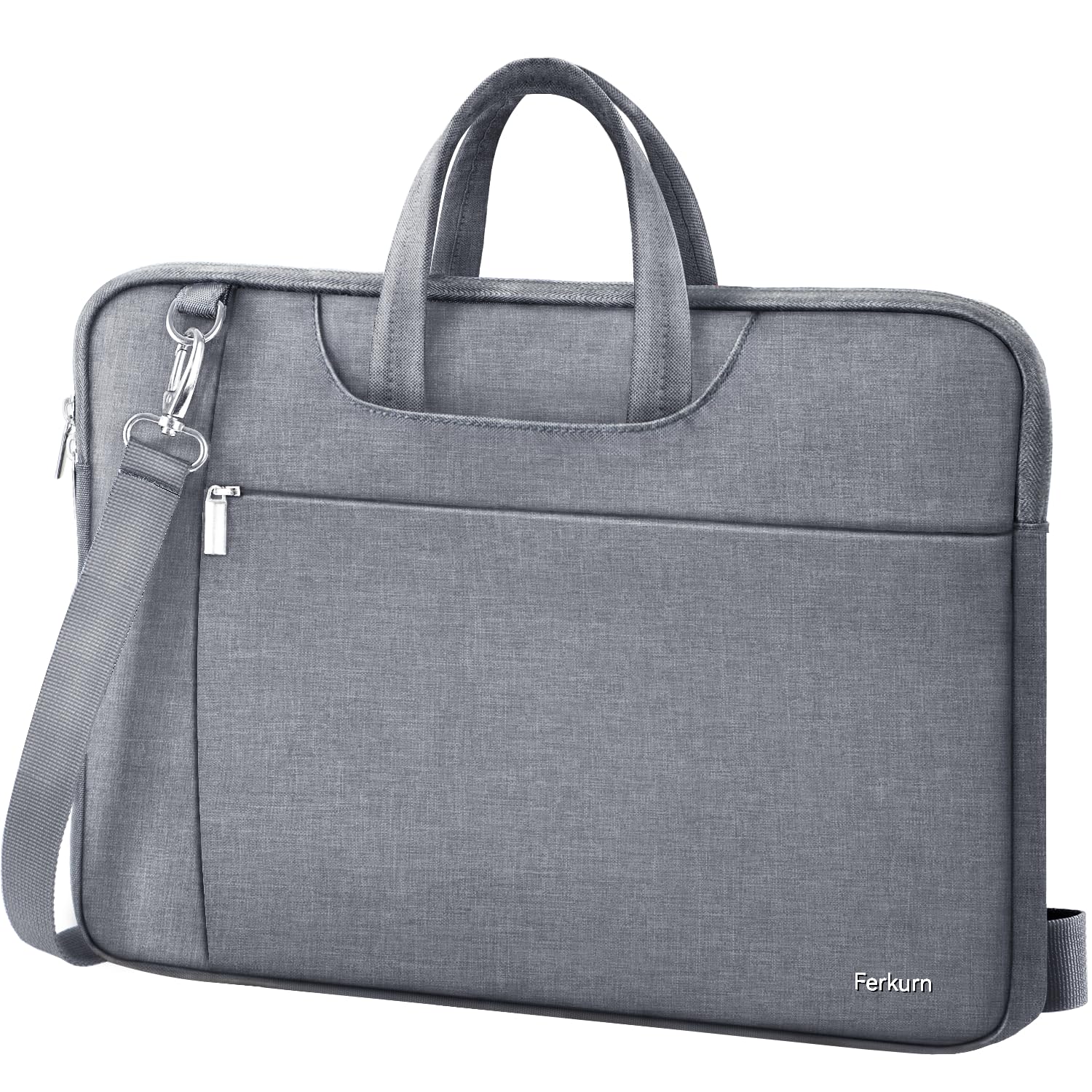 Ferkurn Laptop Case Bag Women Men Computer Sleeve with Shoulder Compatible with HP/Inspiron/Thinkpad/Vivobook/MSI/Surface, 15.6 inch, Grey