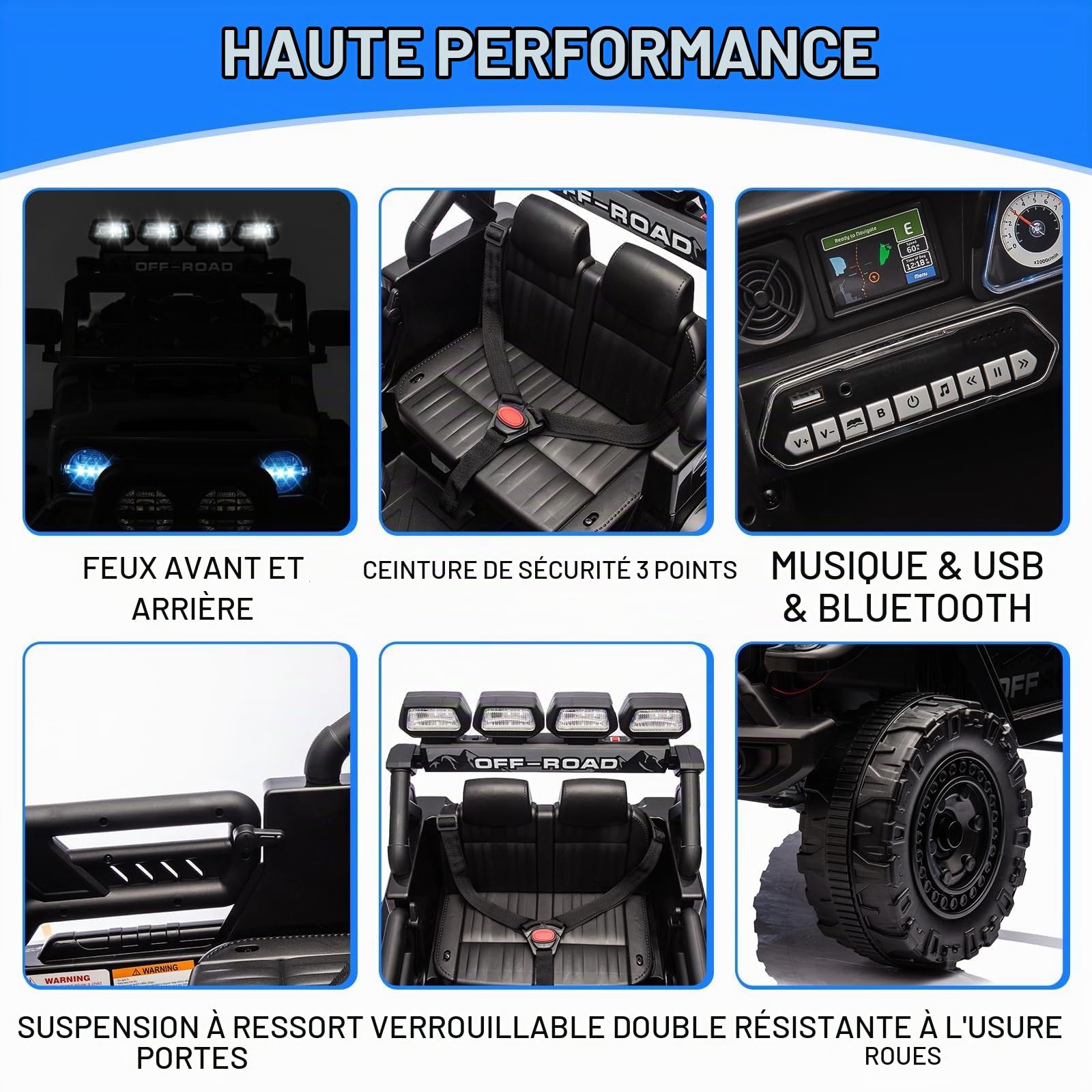 Voiture Électrique Enfant 12V - Quad avec Télécommande Parentale, 3 Vitesses, Phares LED, Klaxon, MP3, Ceinture Sécurité, sans Fil - Cadeau Fille Garçon 3-8 Ans, Noir