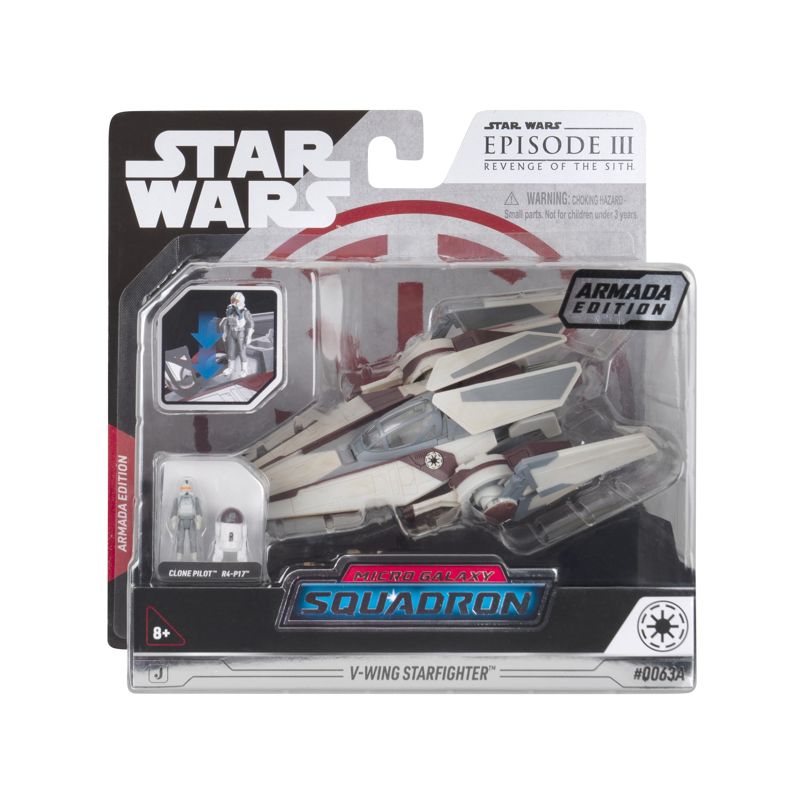 Jazwares Star Wars Micro Galaxy Squadron V-Wing Starfighter (Armada Edition) - Veicolo da 7,6 cm con ali del radiatore più due accessori per micro figure da 2,5 cm