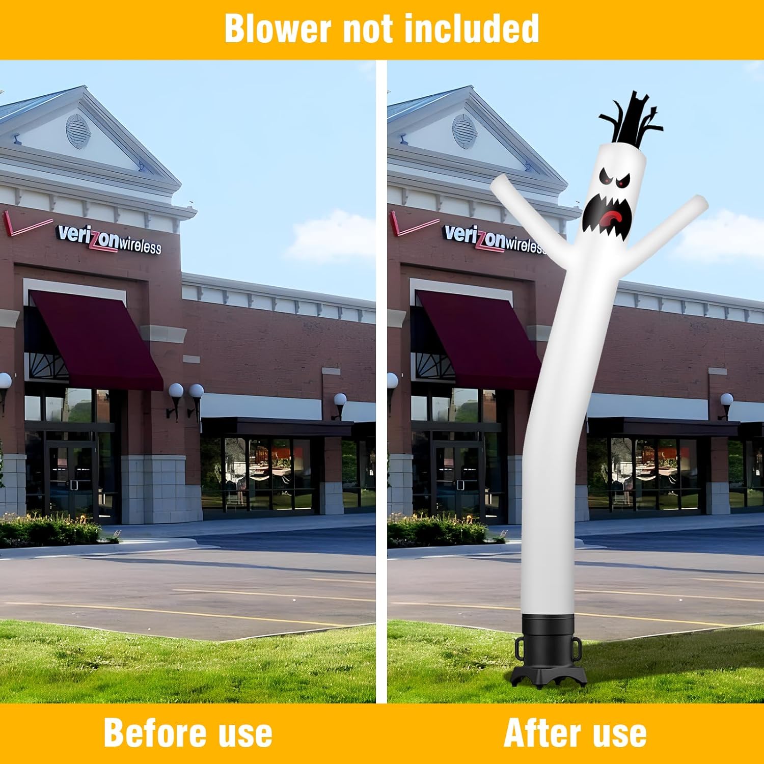 10FT Tall Ghost Inflatable Tube Man (12''Diameter) Wacky Wavy Dancing Guy for Outdoor Decoration Advertising Business Promotion - Halloween Theme (Blower Not Included)