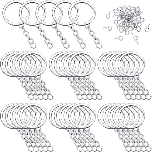 250 llaveros de anillos que incluyen 35 llaveros y anillos de salto y 180 pines de ojo de tornillo para la fabricación de joyas plata 1181in