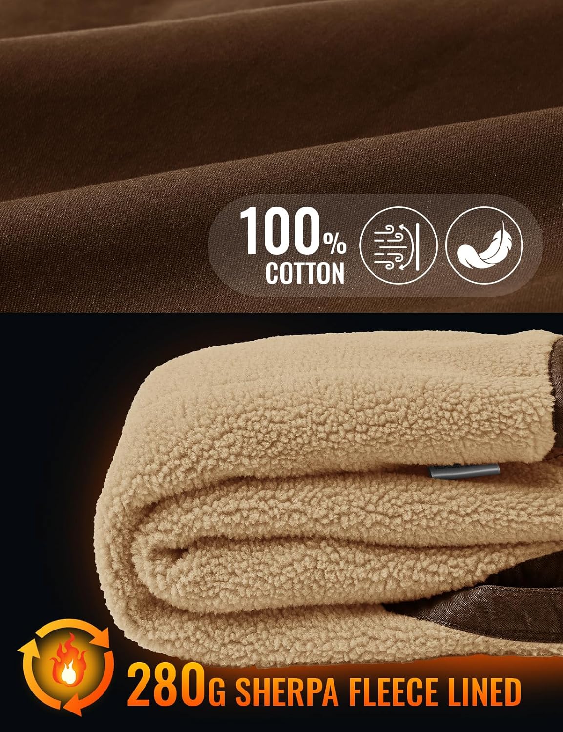 TBMPOY Men's Winter Vest Casual Sherpa Fleece lined Full Zip Lightweight Vest Outerwear Warm Cotton Travel Jackets - Image 3