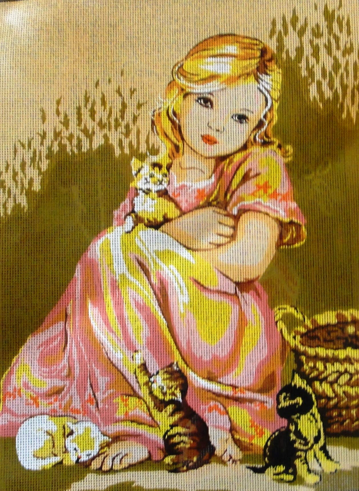 GOBELIN L Canvas or Threads for Tapestry Embroidery Needlepoint Gobelin L (Canvas, Girl D479)