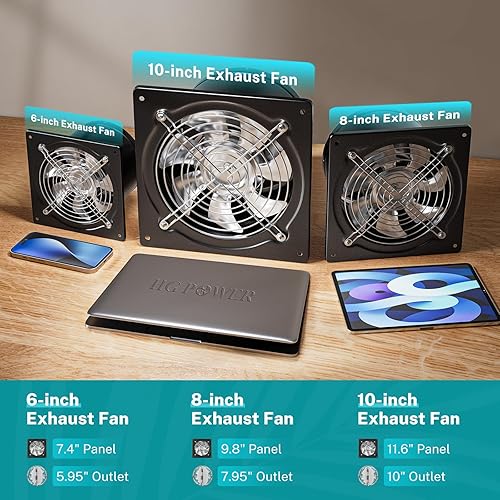 Miniatura 2 de HG Power Ventilador de escape de 6 pulgadas con interruptor, potente ventilador de escape de cocina con amortiguador, ventiladores de escape de