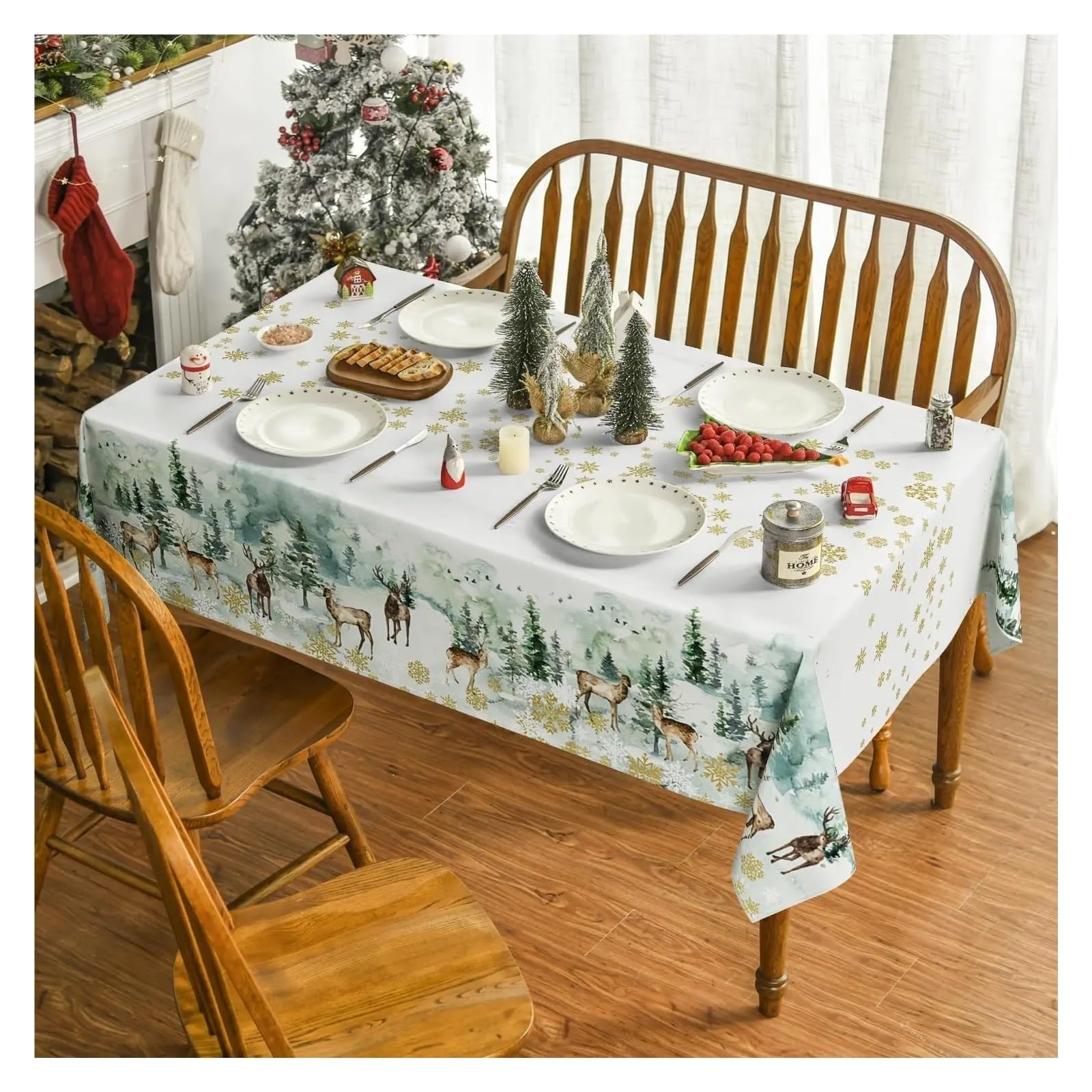 Tovaglia Natalizia Tovaglia decorativa lavabile e antivegetativa for il giorno di Natale, for feste, picnic, cena, ristorante decorativo, tovaglia per la Festa(140x200cm55x78inch)