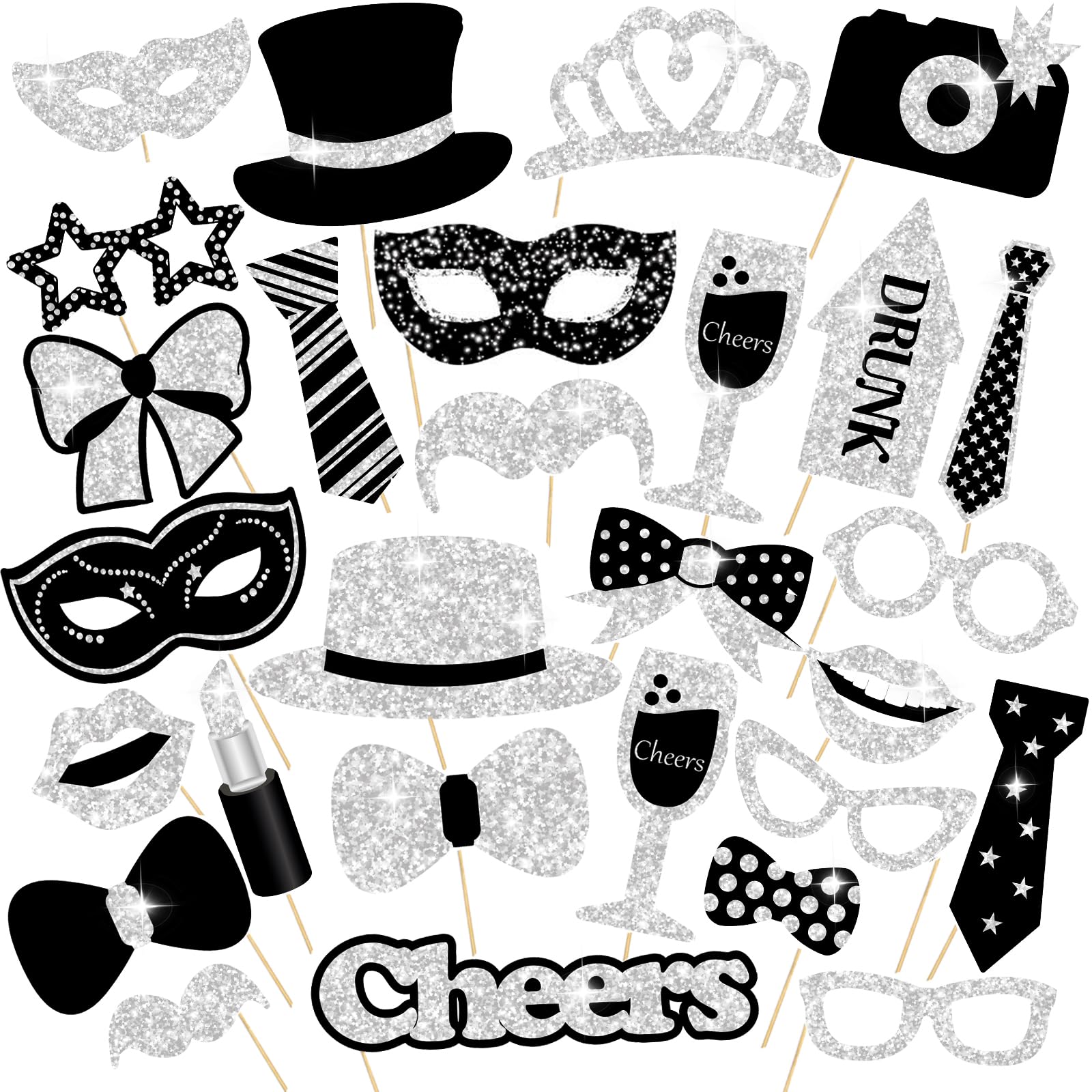 Foto-rekwisieten, 30 stuks fotobox, accessoires, verjaardag, fotobooth, rekwisieten, decoratie, accessoires, party, fotobox, rekwisieten, grappige fotorekwisieten, carnaval, bruiloft, Halloween