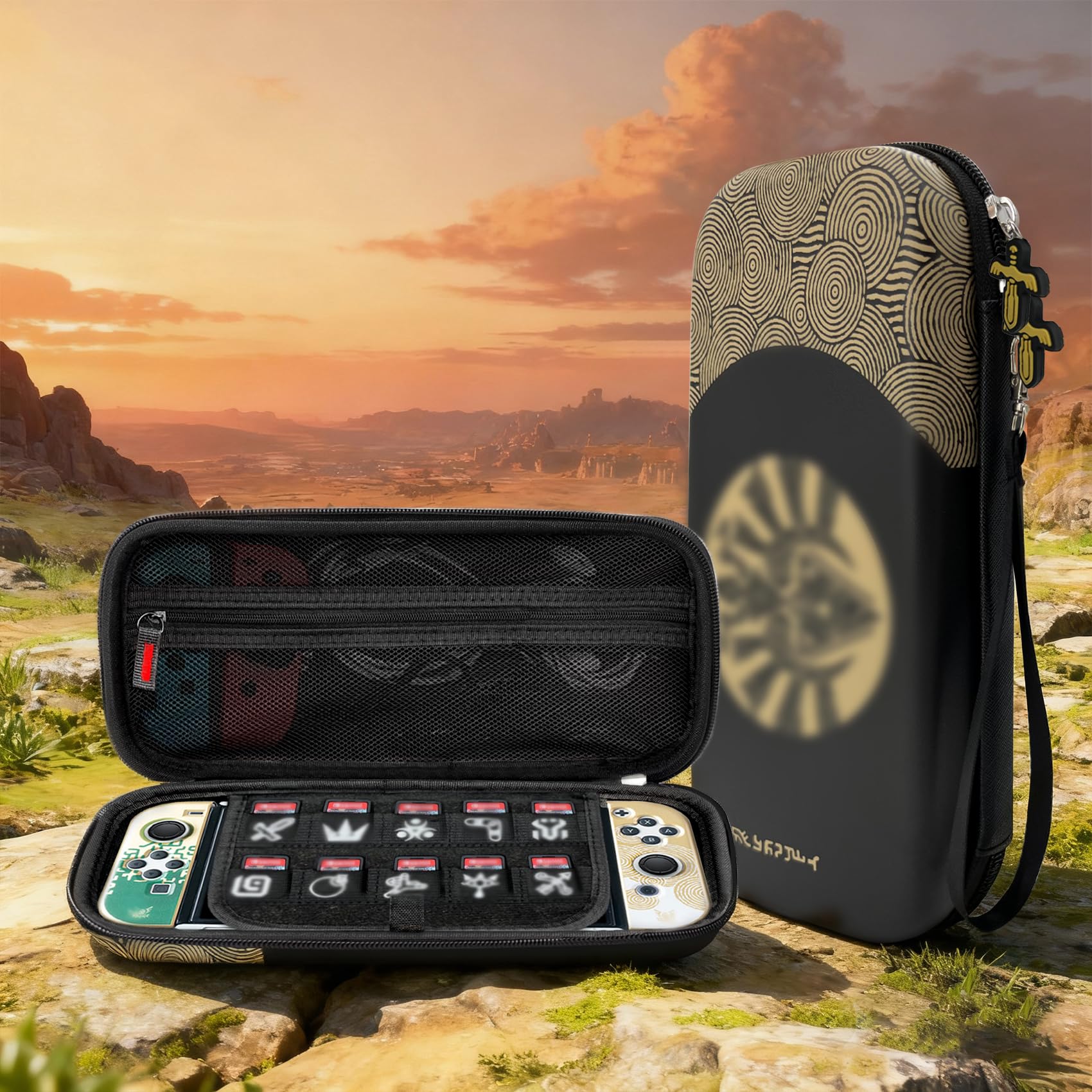 Custodia Protettiva per Switch e Switch OLED, Borsa Rigida per Switch con Spazio per 10 Schede di Gioco, Nero