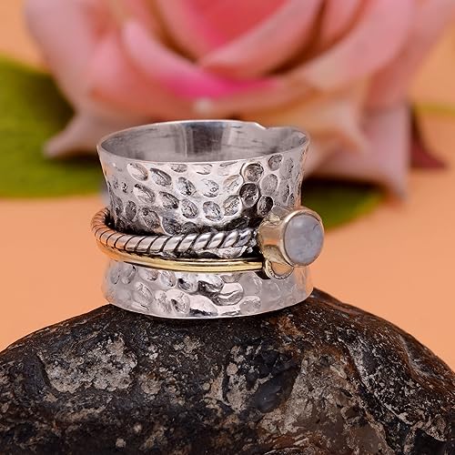 Miniatura 20 de Veracity Jewelry Sterling Silver Fidget Ring Spinner Ring Anxiety Relieving Rings For Unisex Meditation Thumb Worry Healing Birthday Promise Band