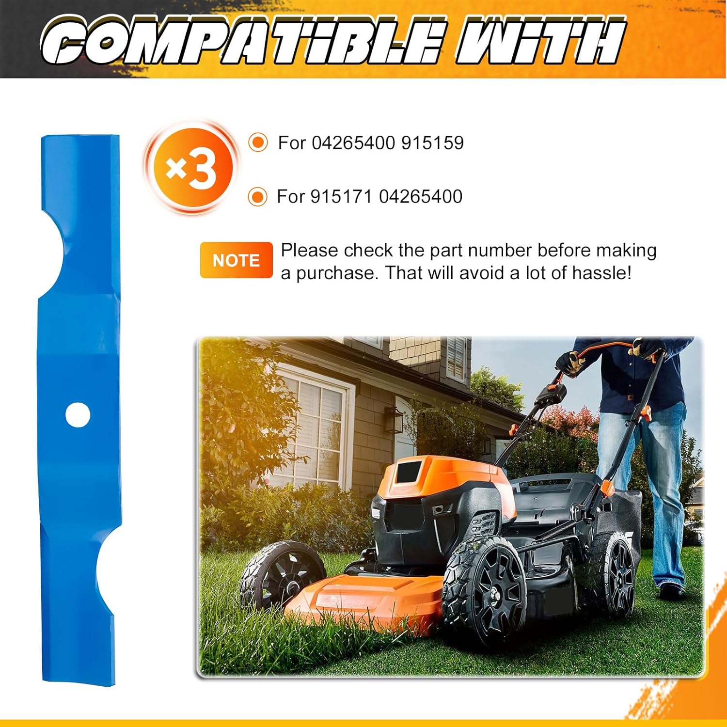42" Notched High Lift Mower Blades for 04265400 Ariens 915159 915171 Zoom Zero Turn Mower, Gravely Gravely ZT Zero Turn 04265400 915148 42 inch Deck Lawn Mower Blades, Blue