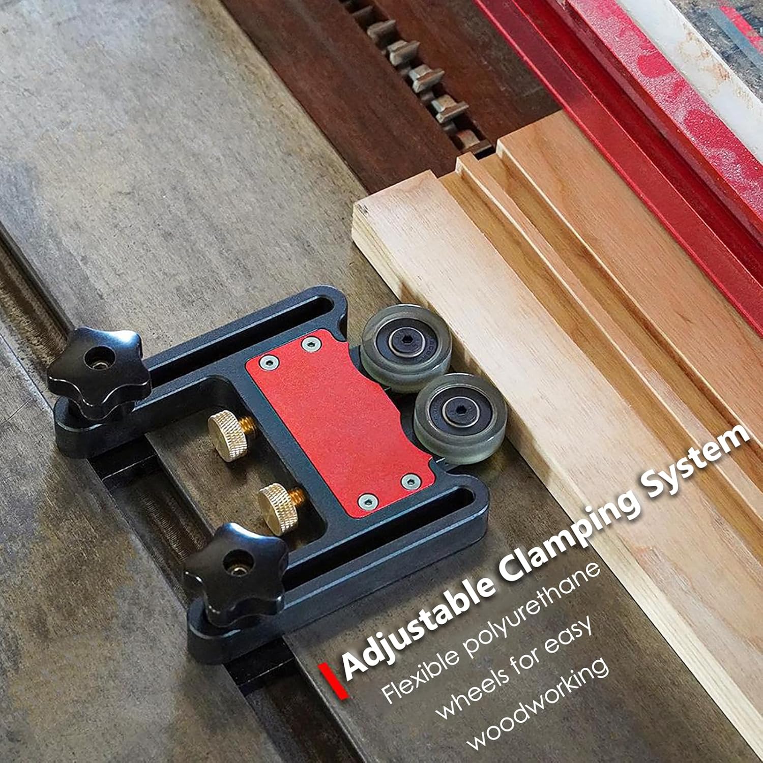 Bearing Roller Featherboards jrehuig table saw accessories One Way Double Wheel Sliding Guide Table Saw Jig Guide Aluminum Alloy Table Boards for Table Saw Accessoires pour circulaire à table