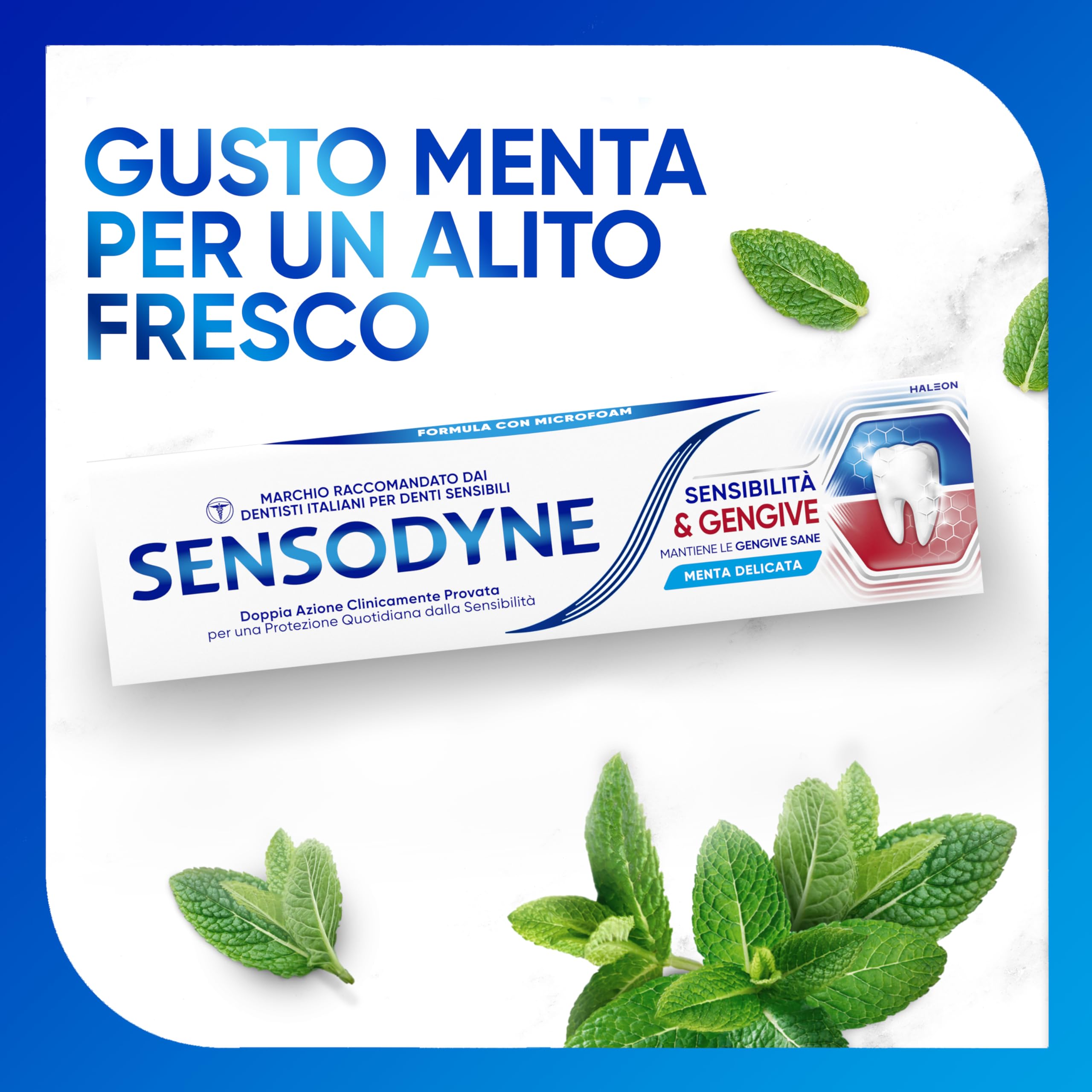 Sensodyne Dentifricio Sensibilità & Gengive, per Denti sensibili e Fastidi Gengivali, Igiene Dentale Quotidiana, Gusto menta, Maxi formato 4x75ml