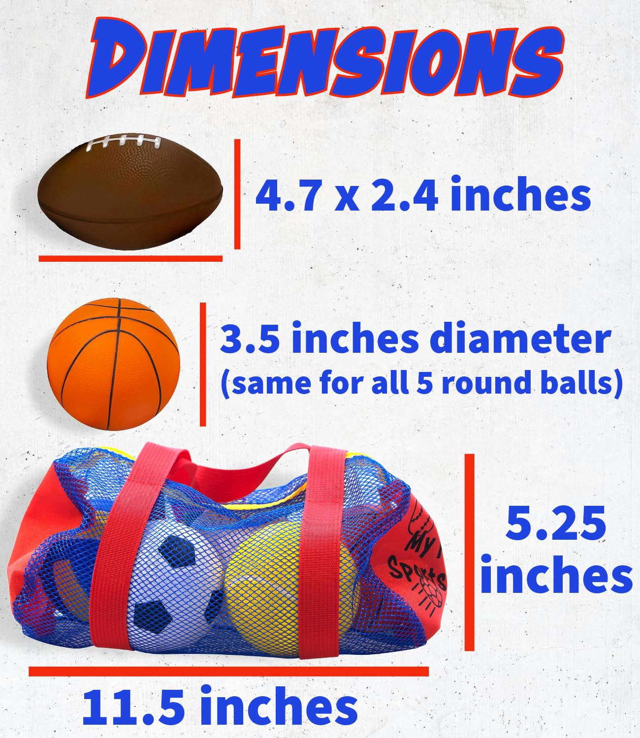 Hero Brands My First Sports Bag! 6-Pack of 3.5 inch Foam Balls with Gym Bag, Kids and Toddlers 3+, Toddler Sports Balls