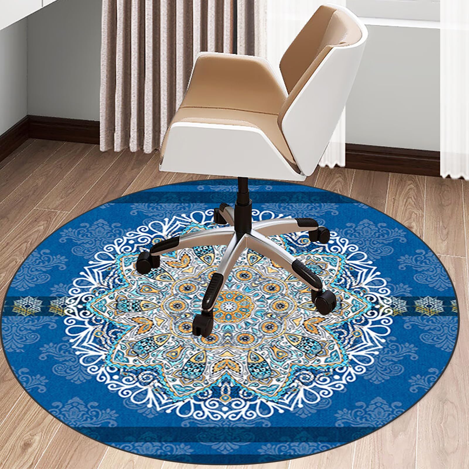 KQIEJUY Office Gaming Chair Mat for Carpet, Heavy Duty Office Chair Mats 70 cm(27.56") for Hardwood Floor, Floor Protectors for Rolling Chairs, Desk Chair Mat for Carpeted Floors, Round Protector Rug