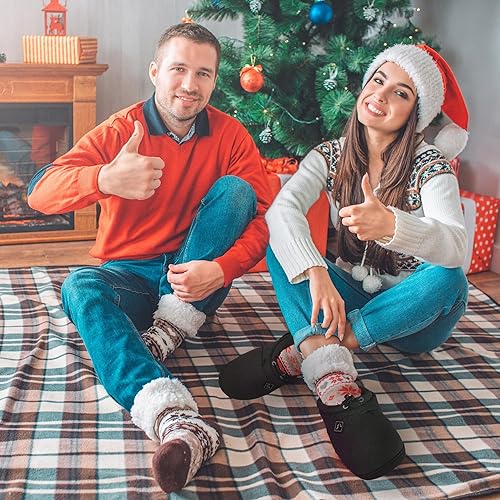 Miniatura 9 de ThermalStep Pantuflas térmicas ultra afelpadas edición 2024  Modelo actualizado  Para hombres y mujeres  Tacón seguro, cordón y batería de 2200 mAh