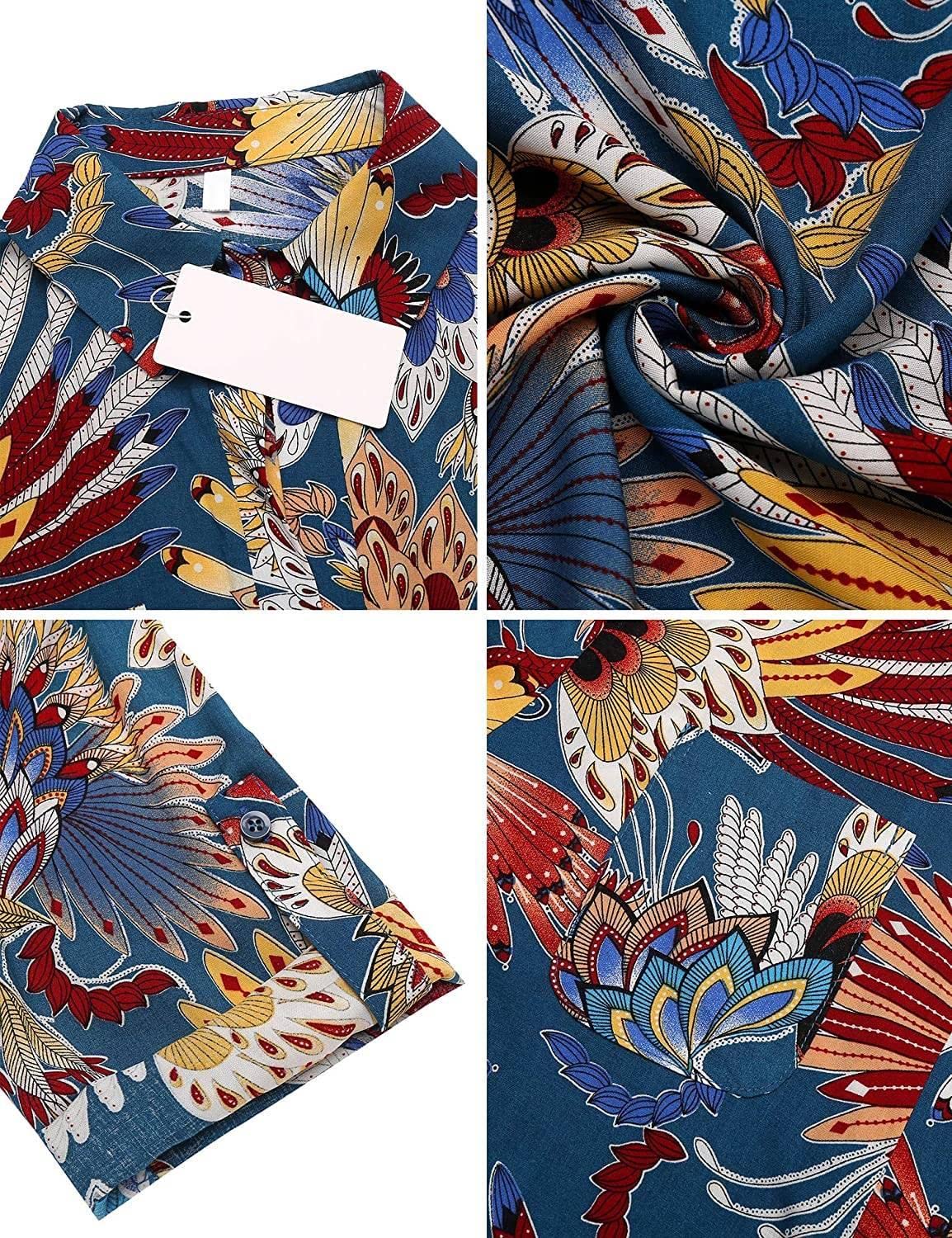 Cuello en V Pareos Playa Vestido de Playa Camisero de Manga Corta Mujer Camisa Suelta Vestido Pareo Playa Ropa de Baño Playa Bikini Cover up