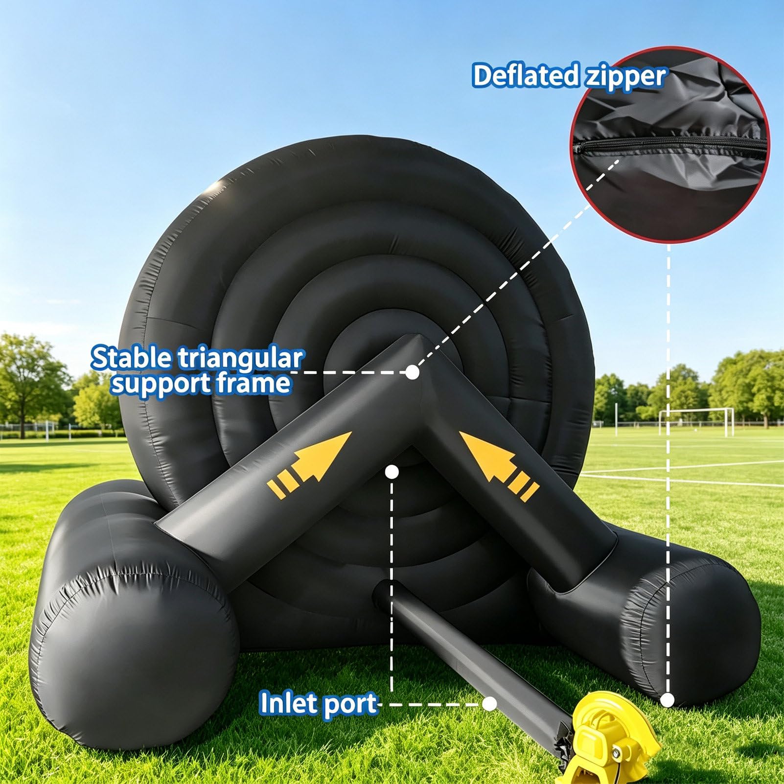 Blanco Hinchable para Dardos De FúTbol Al Aire Libre, Diana Hinchable Gigante De 3/4/5 M para Juegos En El JardíN, con 8 Balones De FúTbol Y Soplador, para El JardíN C-3M