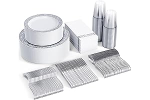 FOCUSLINE 350pcs Silverware Set for 50 Guests