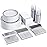 FOCUSLINE 350 Ct Silver Dinnerware Set for 50 Guests, Silver Lace Plastic Plates Disposable Heavy Duty, Including 50 Dinner & Dessert Plates, Cups, Napkins, Cutlery Set