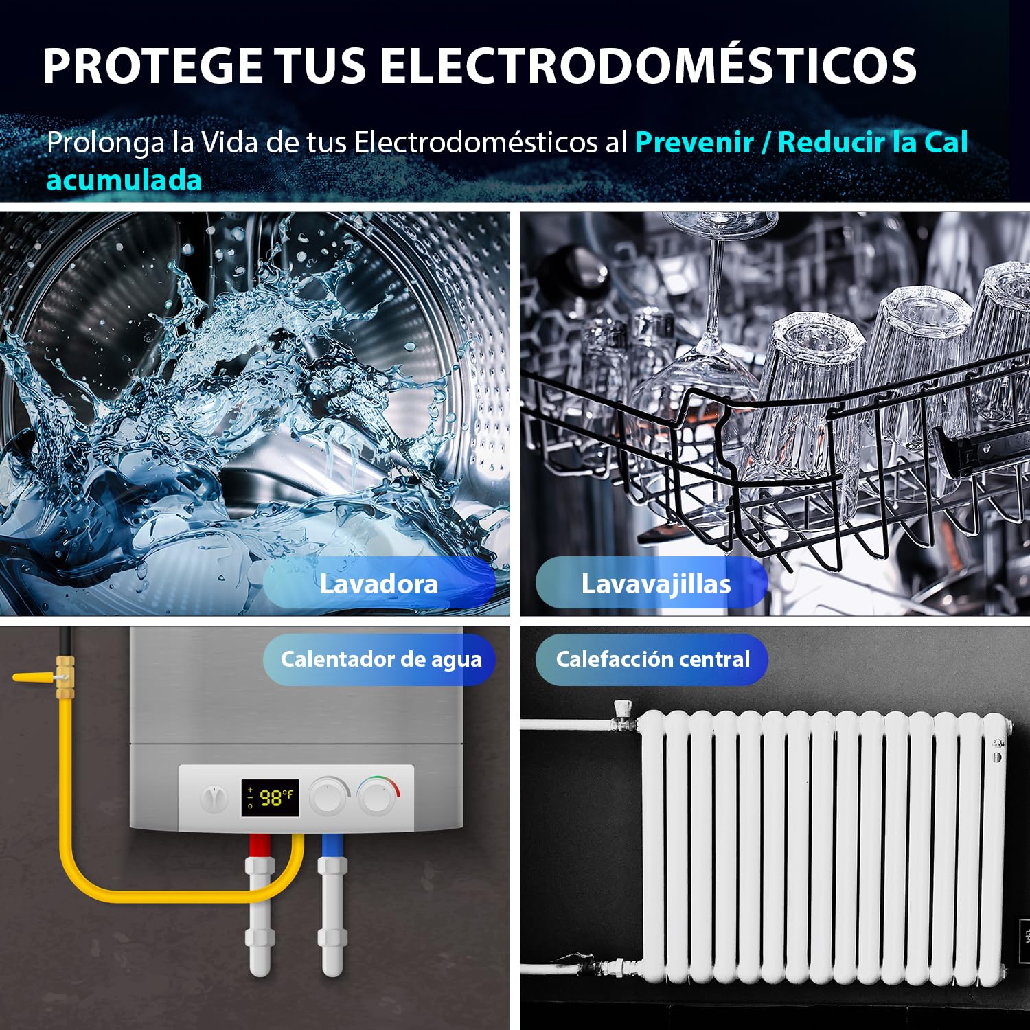 iSpring EDV2 Descalcificador de Agua para Toda la Casa, Alternativa Electrónica Sin Sal 10 Veces Más Potente, Construcción de Aleación, Reduce la Cal y Previene la Acumulación de Depósitos