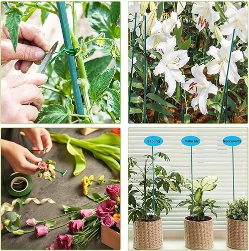 Miniatura 6 de Estacas para plantas de interior y soportes de 18 pulgadas de jardín de madera para exteriores, 50 varillas de bambú verde de 0.197 in de diámetro,
