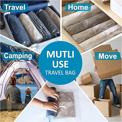 Miniatura 5 de 24 bolsas de compresión de viaje, bolsas enrollables para ahorrar espacio para equipaje, artículos esenciales para cruceros (9 rollos grandes9