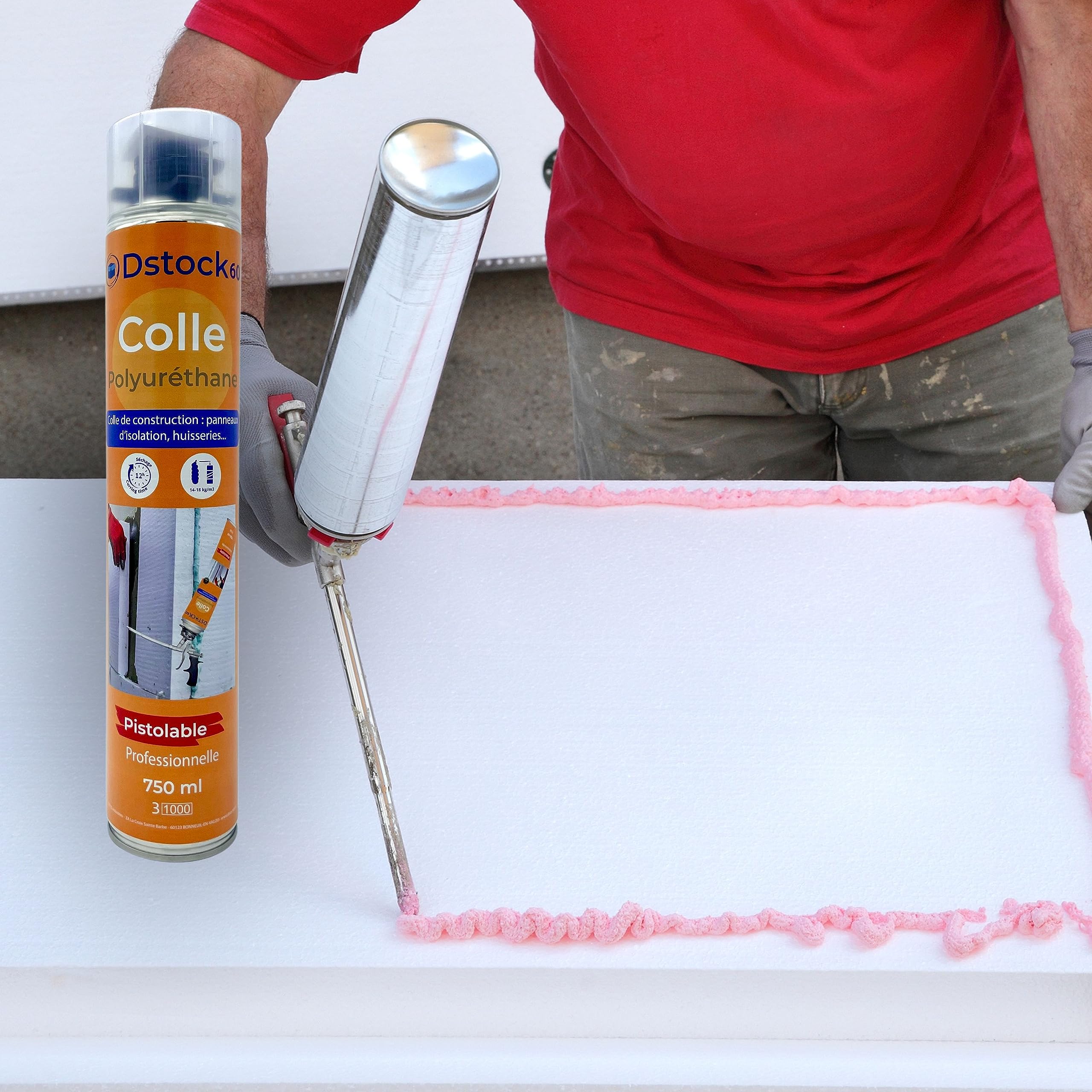 DSTOCK60-5 colles de montage polyuréthane pistolable - Colle polyuréthane non expansive - Pour le collage et montage de matériaux isolants, panneaux XPS et EPS, rouleaux d'étanchéité toiture bitume