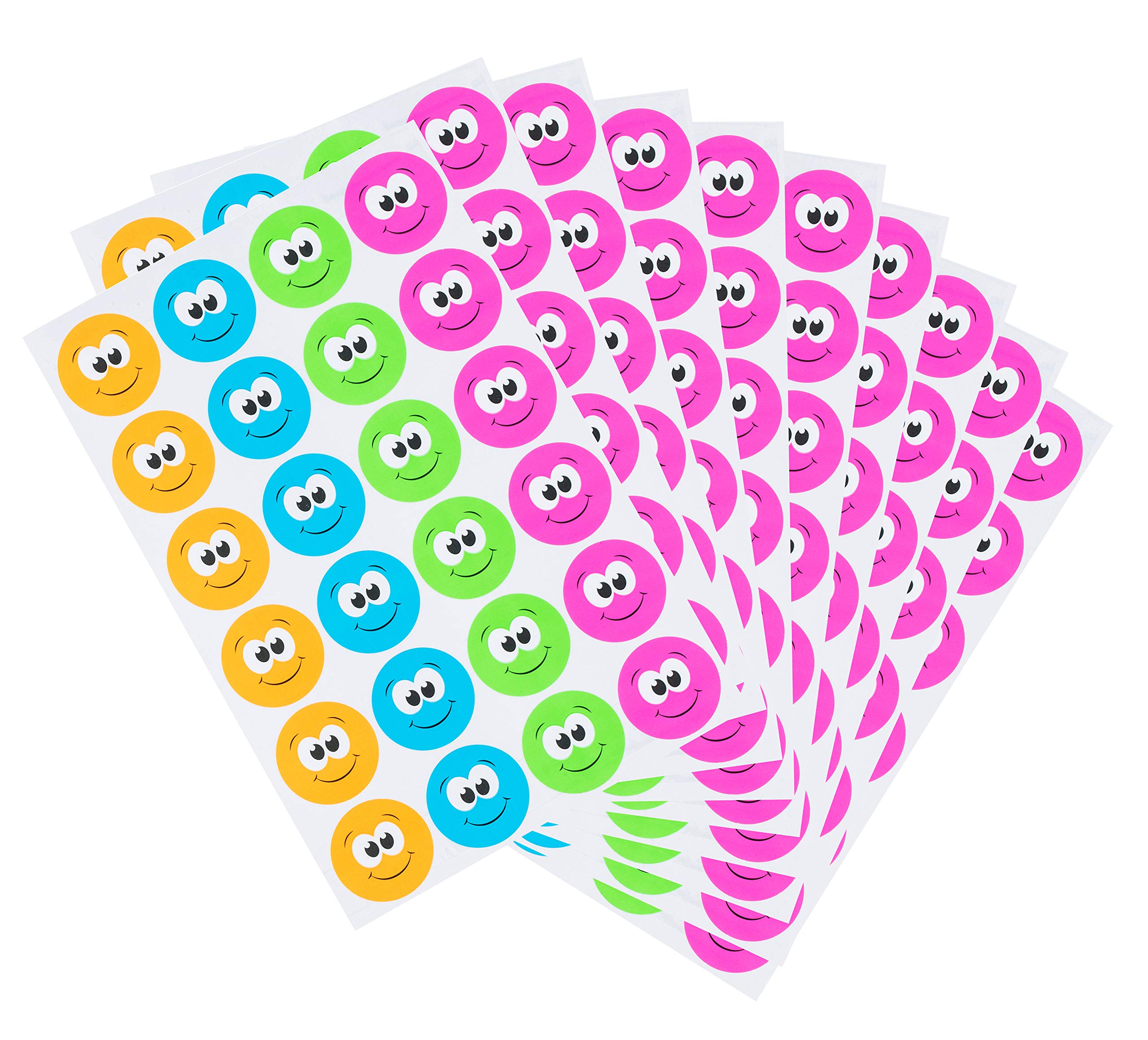 Tower Mixed Neon Happy Face Reward Stickers in Bright Colors to Reward Kids, 25 mm Diameter, Pack of 240 Stickers. Used for Decorating & Scrapbooking - Image 2