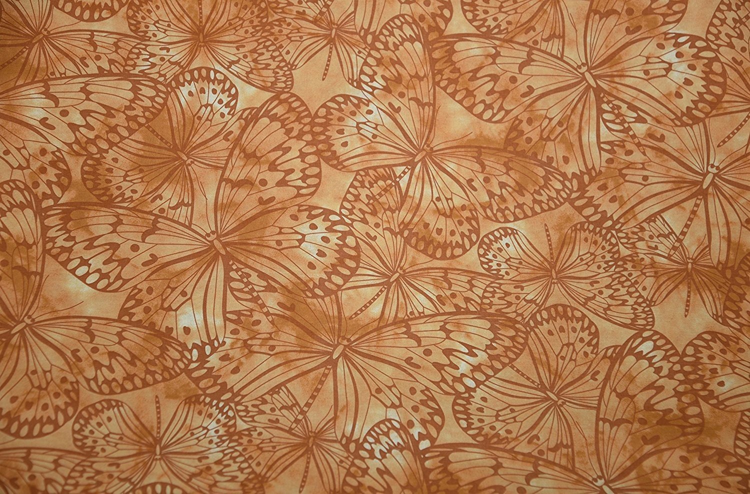 Beige/Brown | 100% Cotton Indonesian Bali Batik Fabric Butterflies Printed Tie & Dyed Material Gradient Dip Dye Crafts Dressmaking Art Quilting Fabric Melody (1 Fat Quarter (55cm x 50cm))