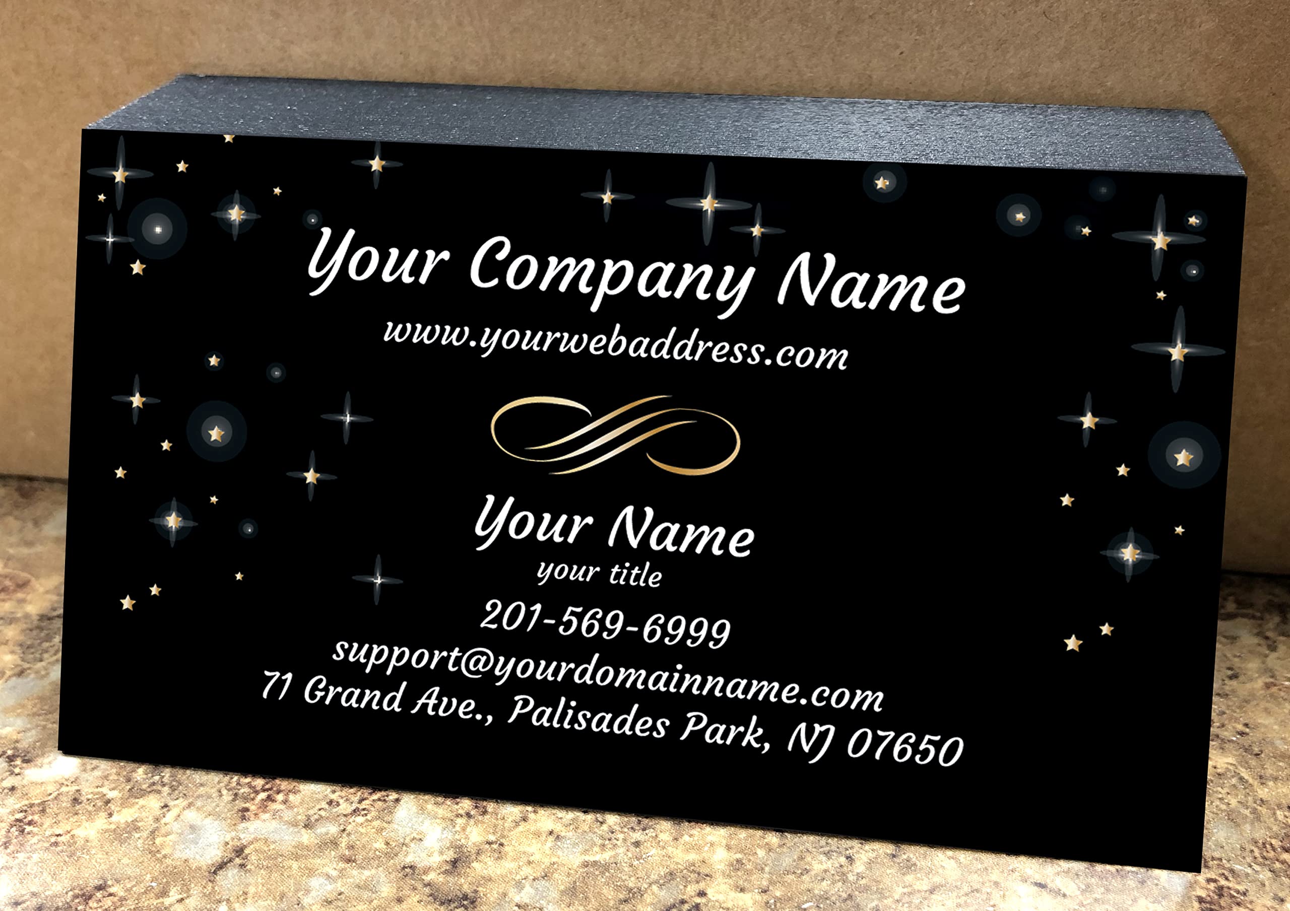 IMPACTONLINEPRINTING, Business Cards 100pcs - Thick Smooth16Pt Paper(350gsm), Black-Modern