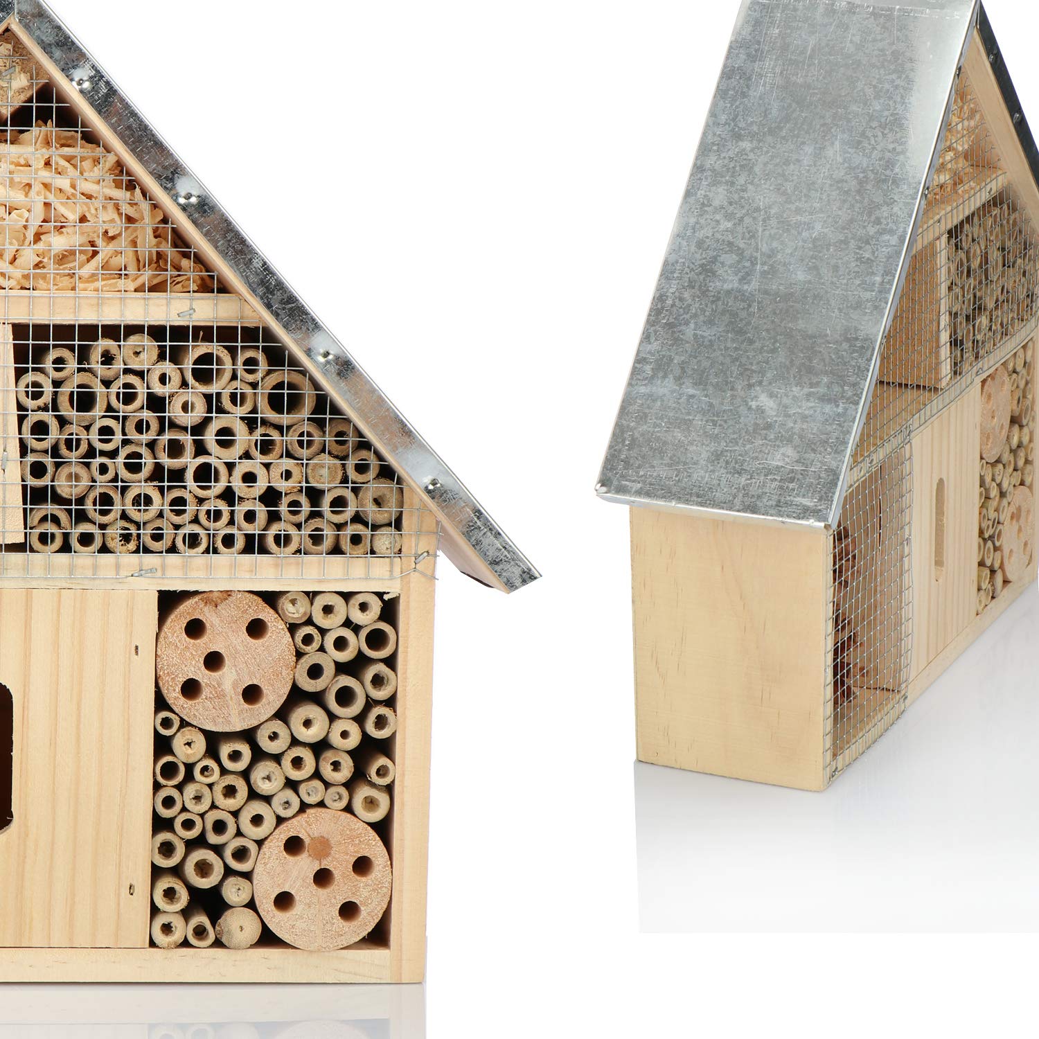 com-four® Hotel de Insectos de Madera - Hotel de Abejas para Insectos voladores, Mariquitas, Mariposas y Moscas - Casa de Insectos para Colgar (01 Pieza - 29x28x8cm)