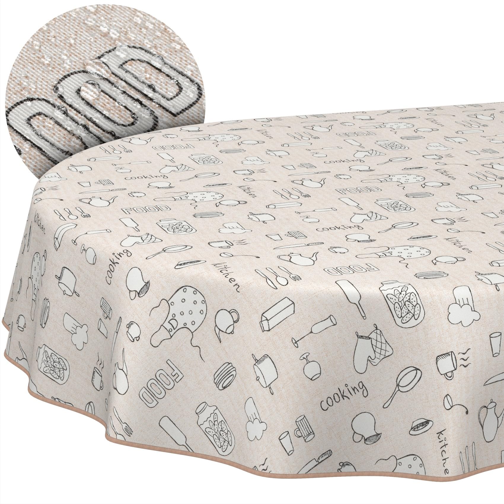 Mantel de tela textil lavable, mantel de algodón, poliéster, cocina, ovalado, 280 x 140 cm, para interior y exterior