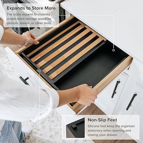 Miniatura 5 de KitchenEdge Organizador de cajones de especias con almacenamiento expandible. Capacidad para hasta 15 tarros de especias (no incluidos), patas