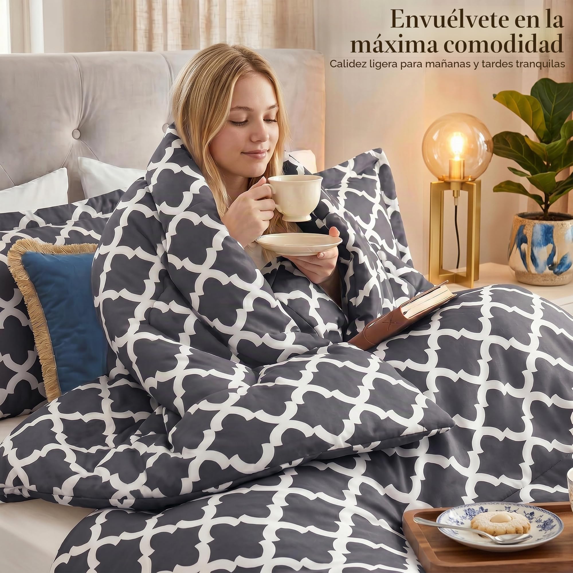Utopia Bedding Juego de edredón King (Gris) con 2 Fundas de Almohada, Juegos de edredón de Cama, edredón Alternativo de plumón, Suave y cómodo, Lavable a máquina