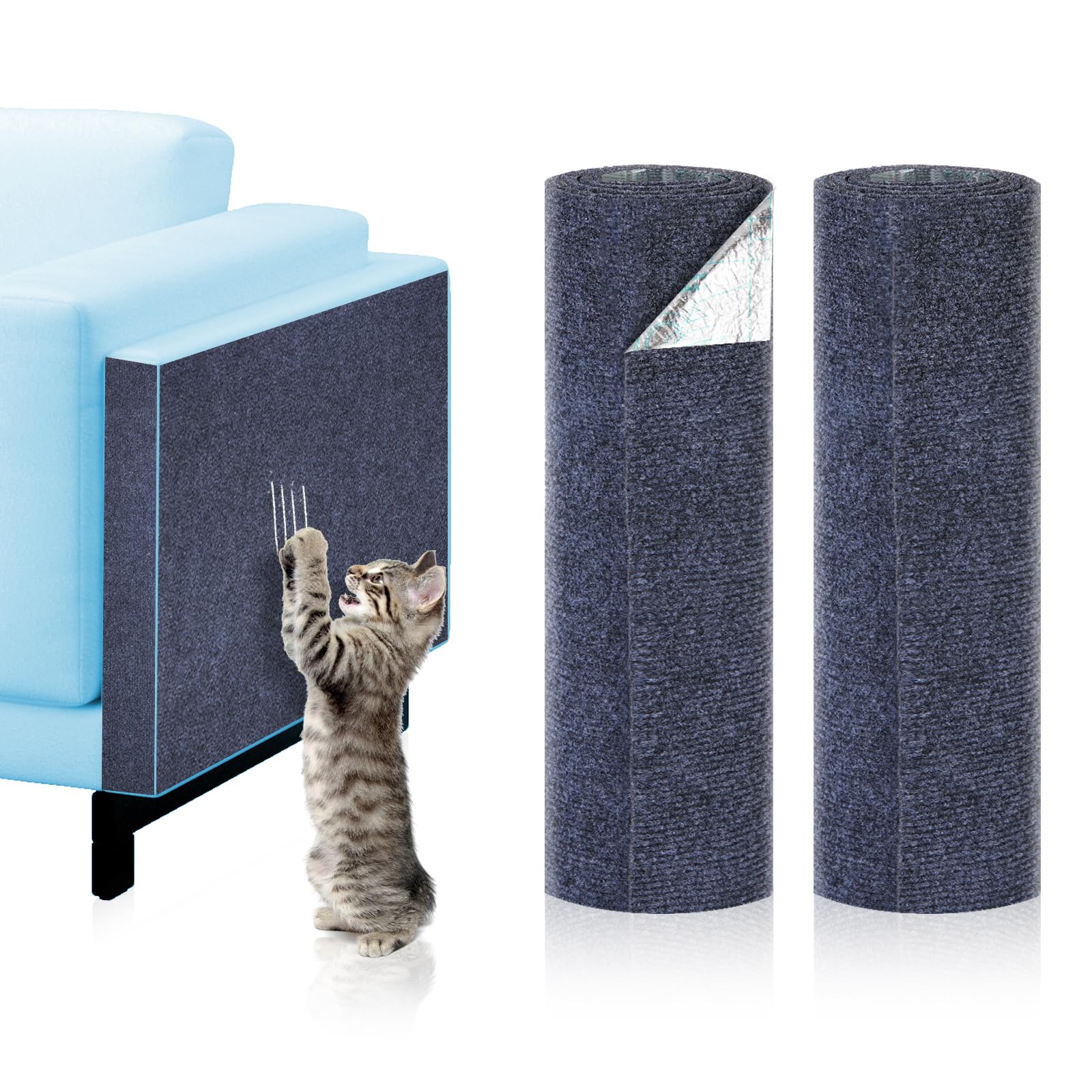 2PCS 39.4"x15.8" Cat Scratch Furniture Protector, Self-Adhesive Couch Scratch Protector, Durable Cat Scratching Post Carpet, DIY Climbing Cat