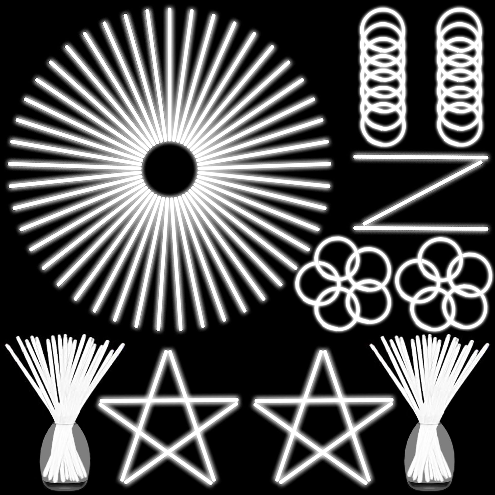 ILHSTY 100 pk Glow Sticks Bulk Party Favors and Decorations - 8" Glow in the Dark Party Supplies For Halloween Neon Party Light up Glow sticks Necklaces & Bracelets (White*100)