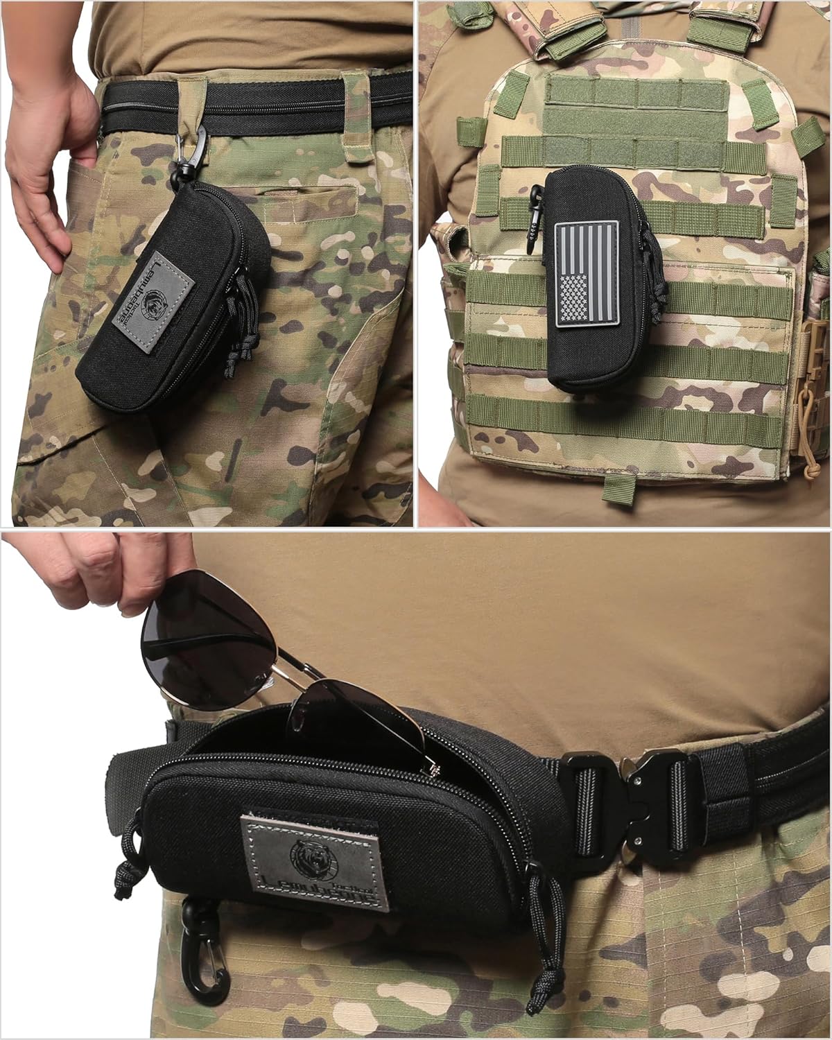 Tactical Molle Glasses Pouch Eyeglasses Hard Case Shockproof Sunglasses Carrying Case with Cleaning Cloth - Image 6