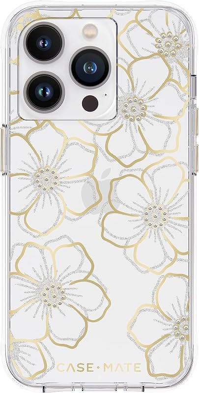 Case-Mate iPhone 14 Pro Case - Floral Gems - With 10ft Drop Protection & Wireless Charging - Luxury Sparkle Rhinestones Case for iPhone 14 Pro - Lightweight, Anti Scratch, Shock Absorbing Materials