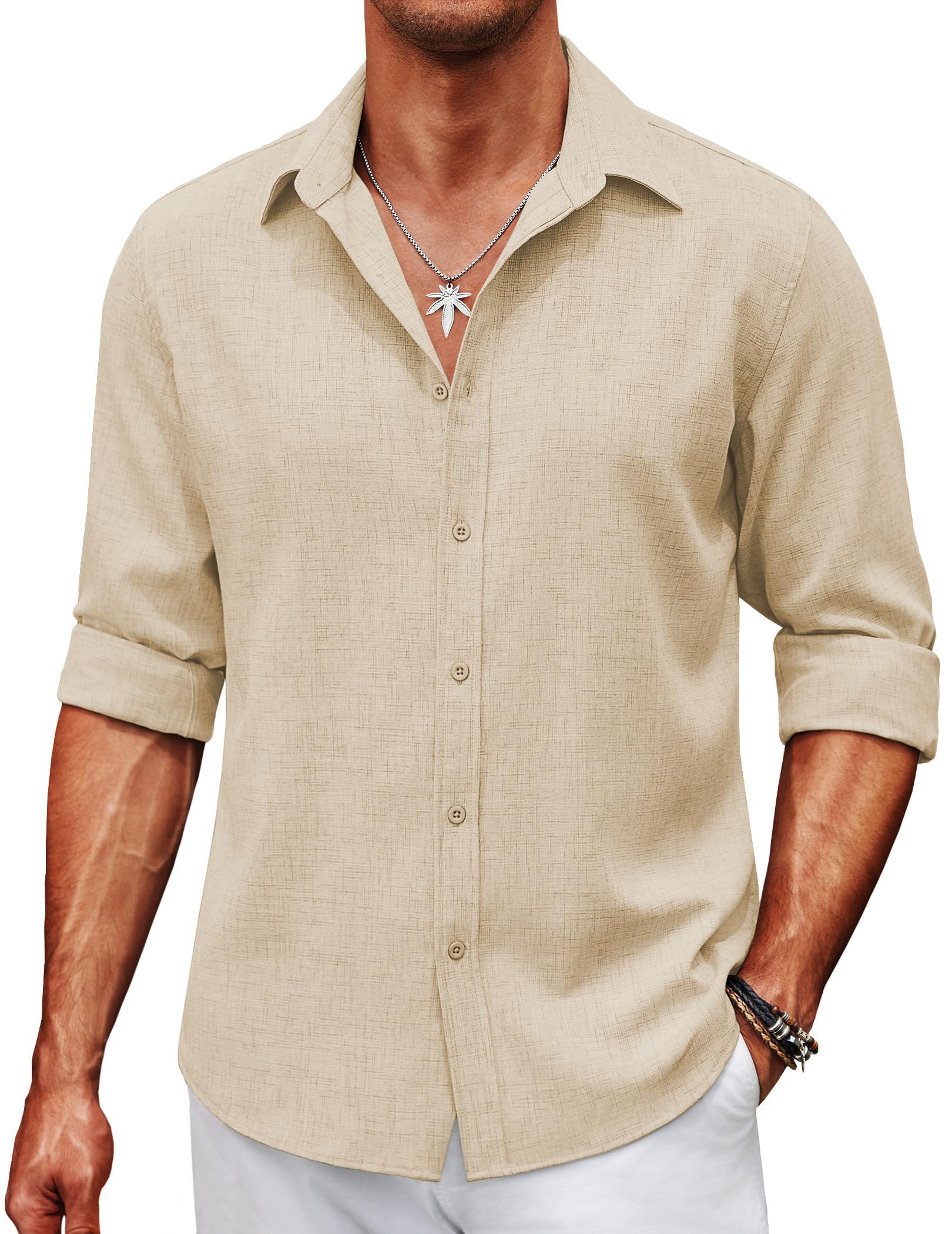 COOFANDY Mens Button Down Shirt Long Sleeve Untucked Shirts Regular Fit Casual Dress Shirts