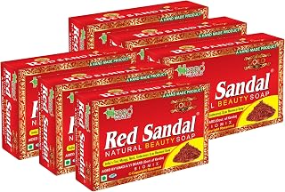 REDSANDAL® Herbal Red Sandal Soap | Ayurvedic Bath Soap for Gentle Cleansing & Fresh Skin | Pack of 6 (75g Each) Price In India