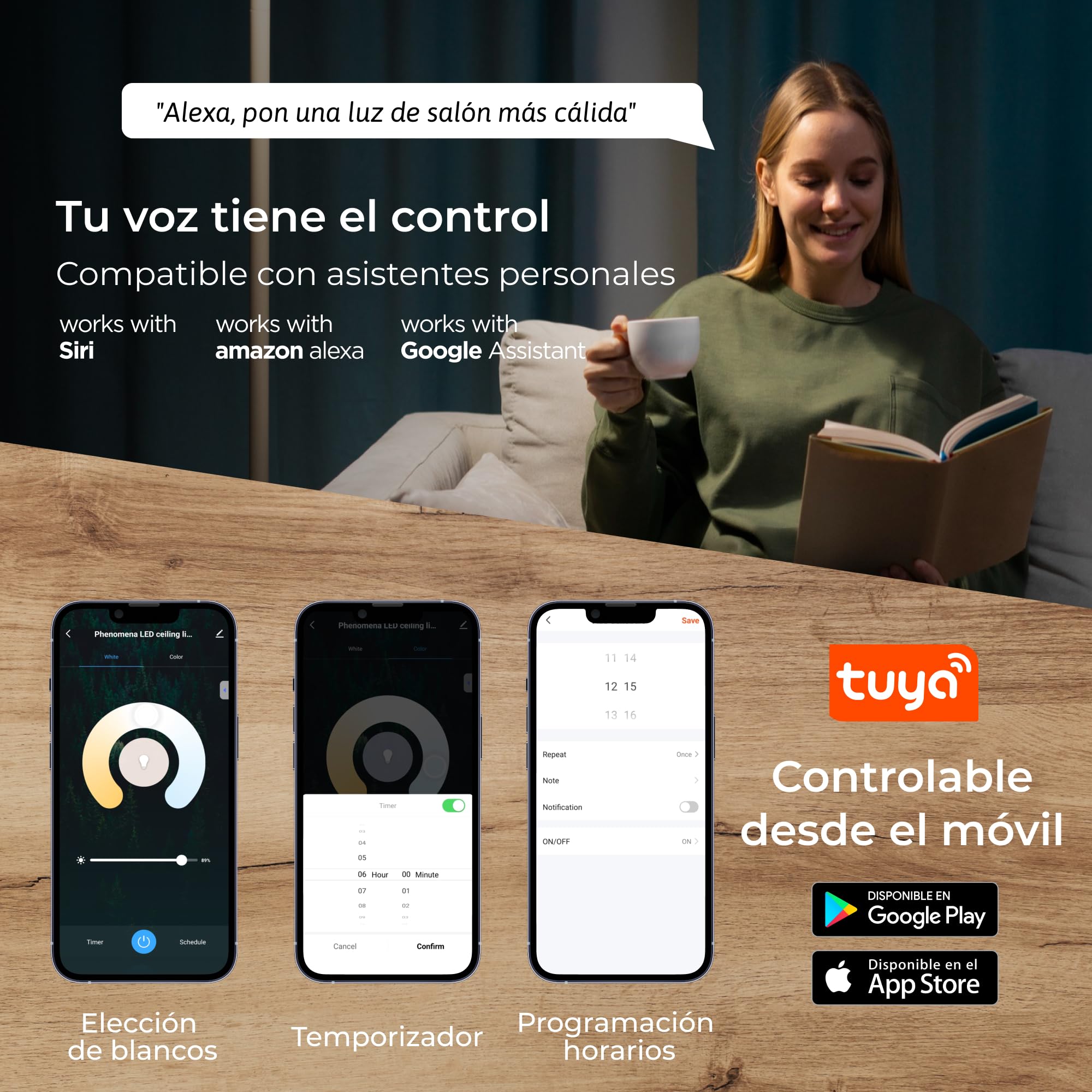 KSIX Phenomena Plafón LED Techo con Wifi - Lámpara Techo Dormitorio con Asistente de voz y APP propia - Plafones de Techo Modernos para la Casa - Ideal para Sala de Estar, Comedor, Dormitorio