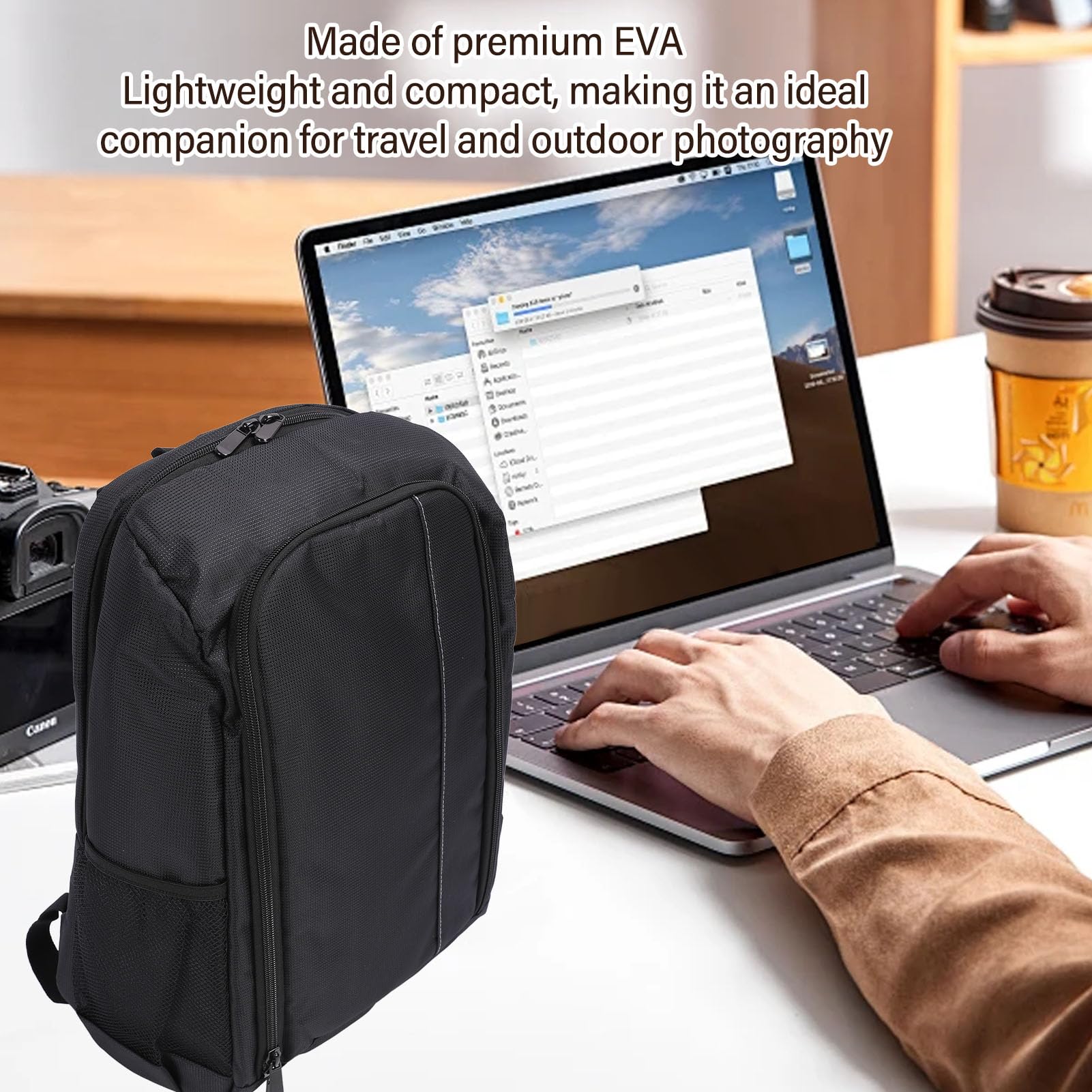 Lekki plecak na aparat, lustrzanka cyfrowa DSLR, lustrzanka, torba na laptopa 15,6 cala, do podróży, z osłoną przeciwdeszczową, wyjmowaną przegrodą