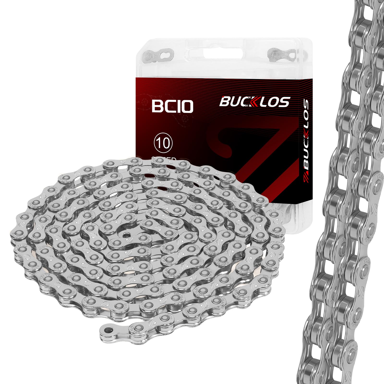 Catena per bicicletta, 10 velocità, 1/2 x 11/128 pollici, 116 maglie per bici da corsa/mountain bike/MTB, compatibile con SHIMANO/SRAM/KMC, argento