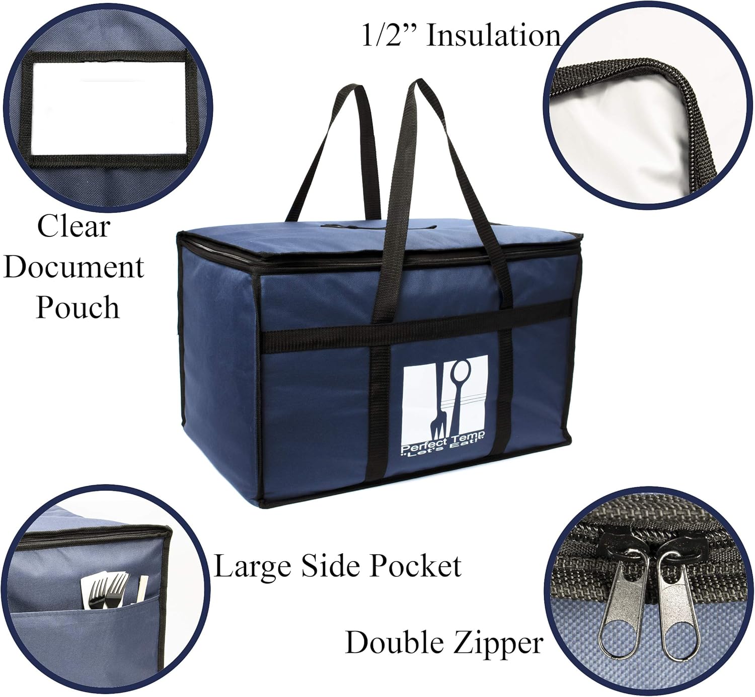 🛒 Crаzу Dеаlѕ Perfect Temp Extra Large Insulated Food Delivery Bag - 22x13x13 Thermal Blue Food Bag Catering, UberEats, Doordash, Grubhub, or Groceries, Transportation Pizza Delivery, Hot-Cold, Grocery, Thermal.