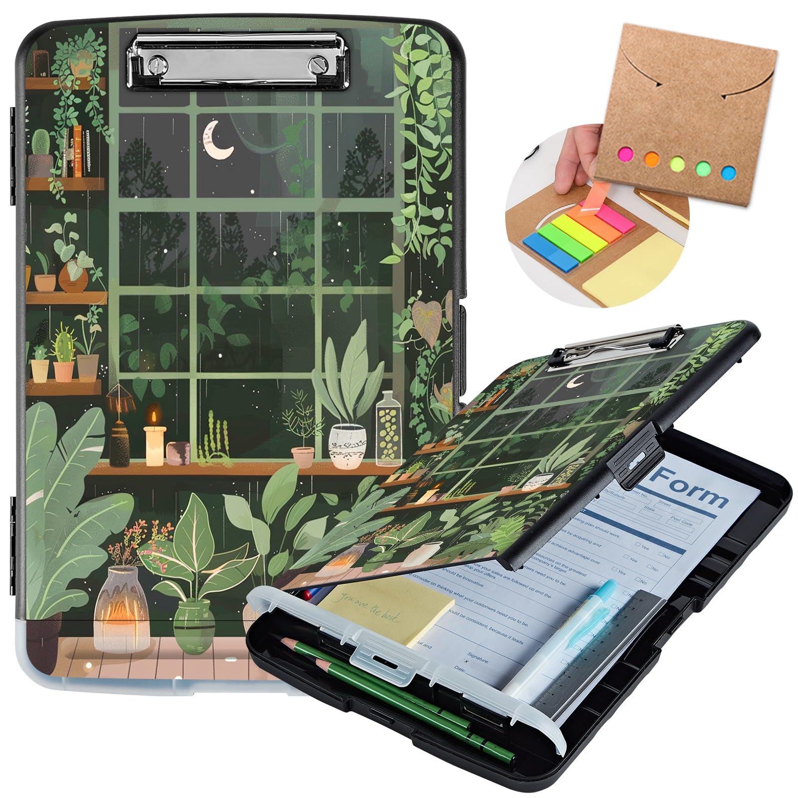 Clipboard with Storage,Storage Clipboard with Pen Holder,Heavy Duty Plastic Storage Clipboard with Low Profile Clip,Teacher Must Haves,Office Supplies